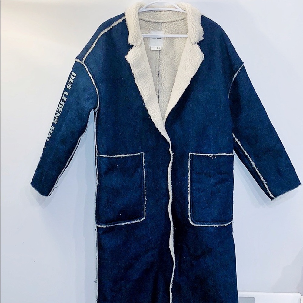 🔥SALE - NWOT Basic House Long Sherpa Denim Jacket